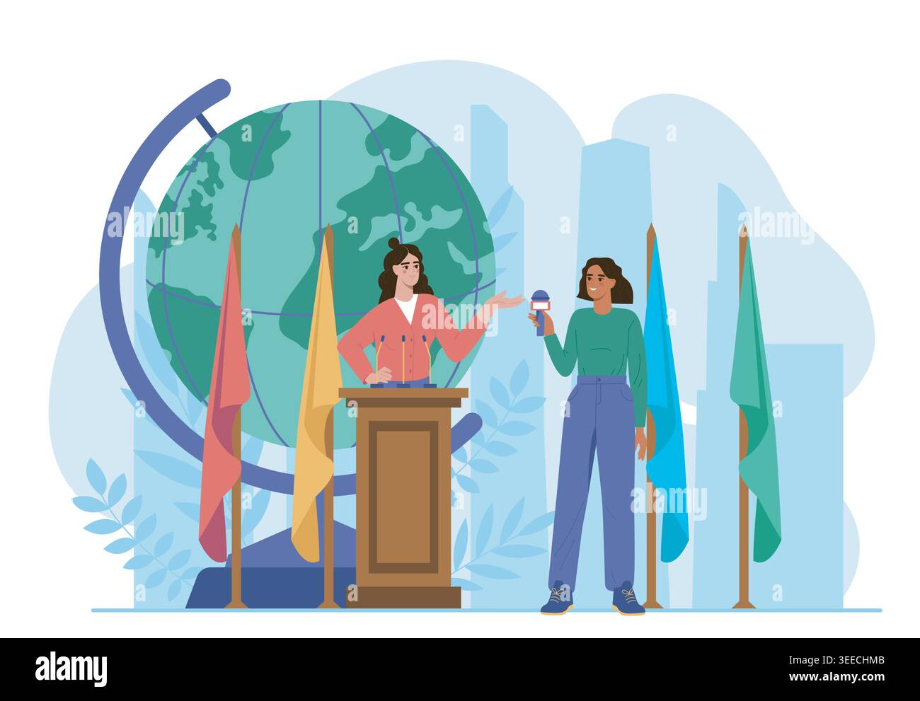 Global speech scene. Vector illustration Stock Vector