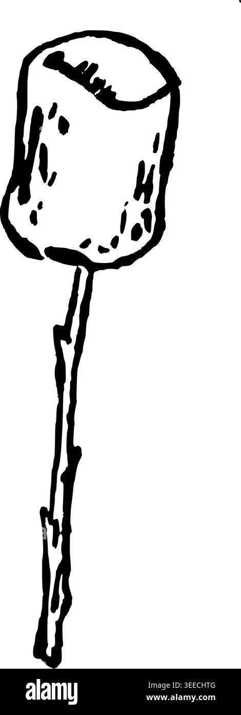 Hand Drawn Marshmallow on Stick Vector Drawing Stock Vector