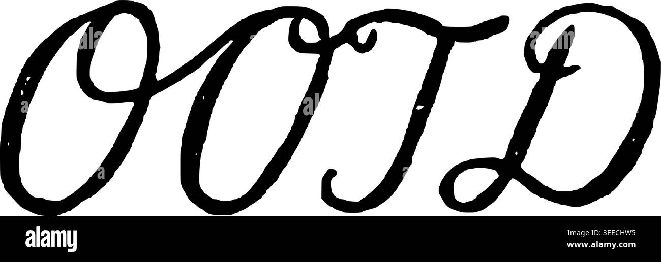 Hand Drawn OOTD Lettering Vector Line Art Stock Vector