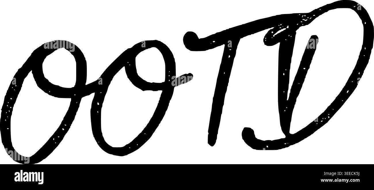 Hand Drawn OOTD Lettering Vector Line Art Stock Vector