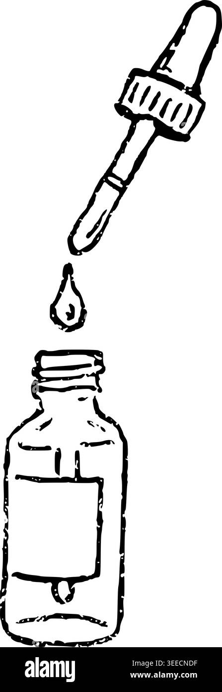 Hand Drawn Serum Dropper Bottle Vector Illustration Stock Vector