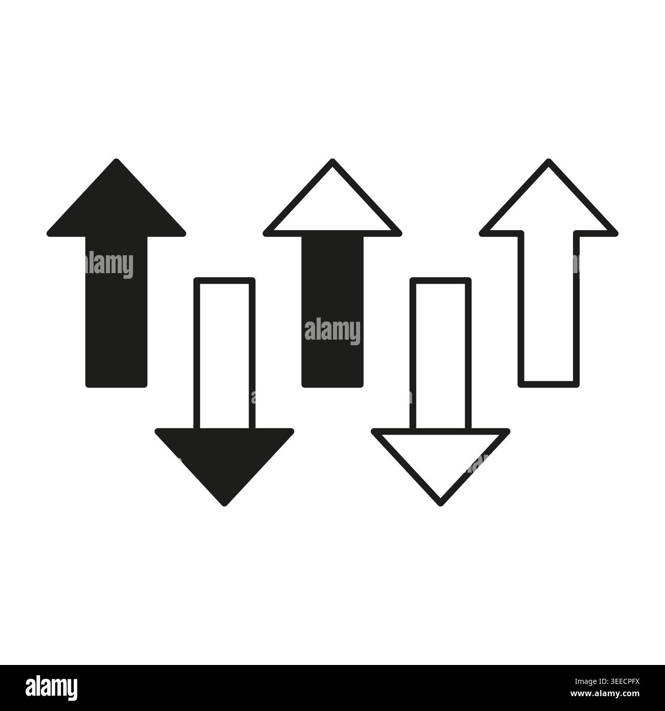 Up and down directional arrows in vector format for versatile use. Perfect for business infographics and data visualization. EPS 10. Stock Vector