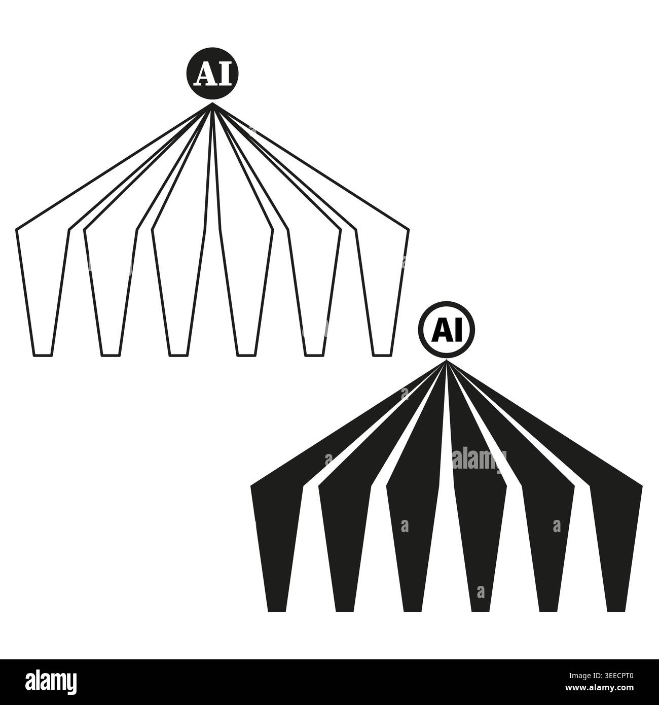 AI data hierarchy structure vector icon Perfect for tech blog infographics and artificial intelligence development projects EPS 10. Stock Vector