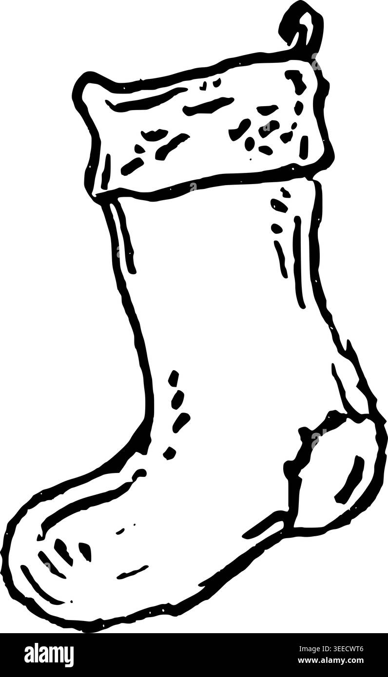 Hand Drawn Christmas Stocking Vector Illustration Stock Vector