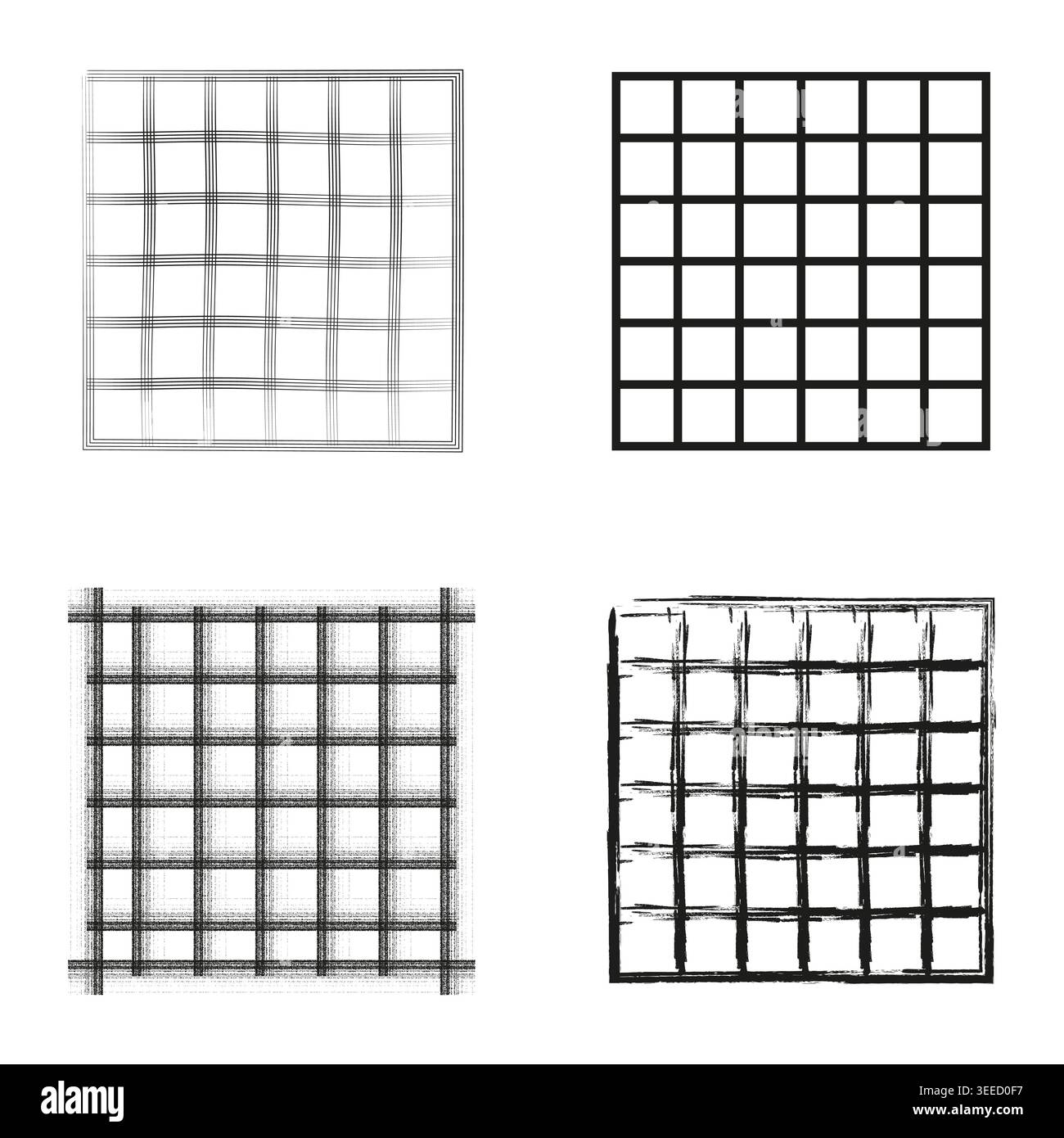 Square grid collection. Extraordinary Simple Vector. Geometric lattice patterns. Professional mesh identification. EPS 10. Stock Vector