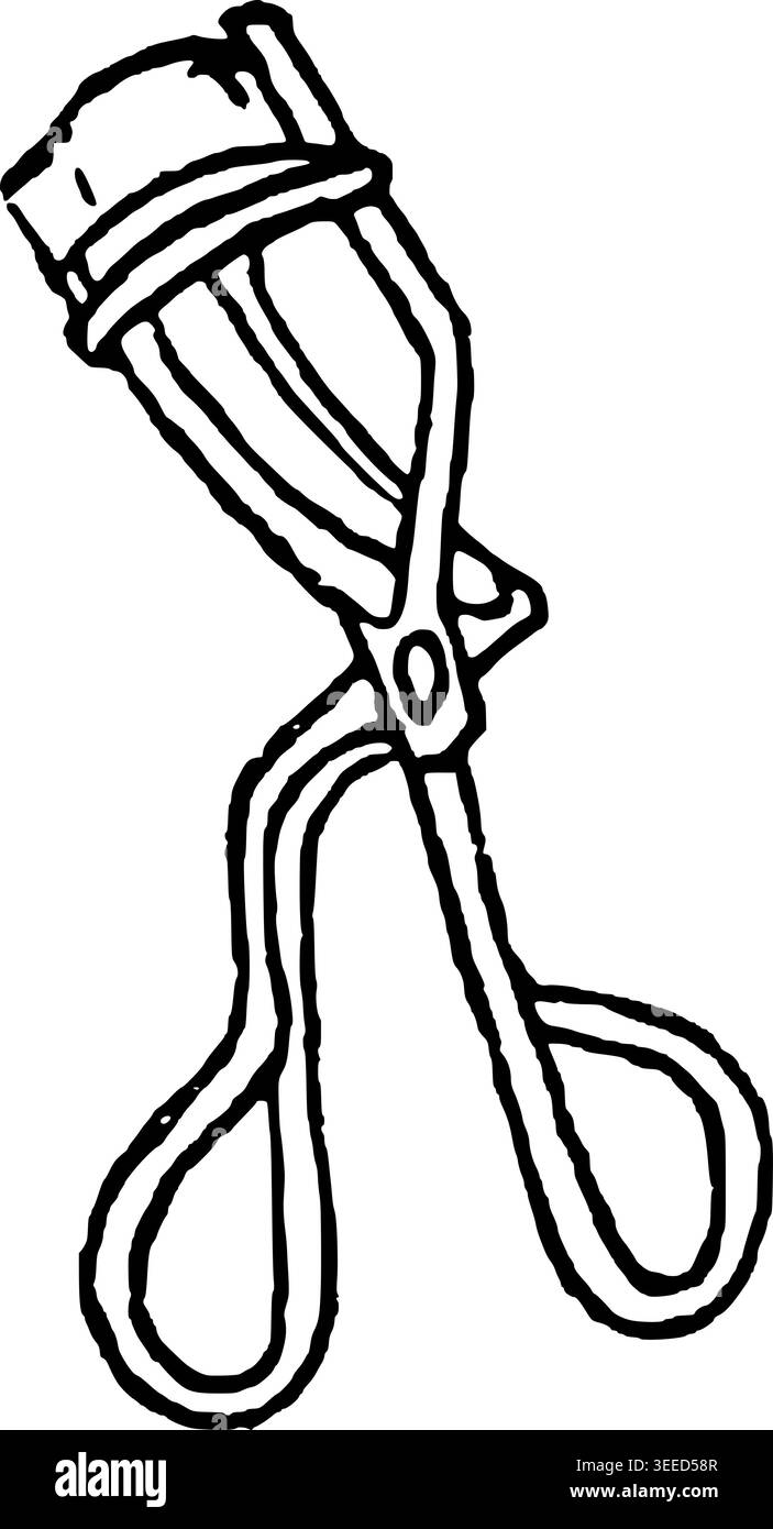 Hand Drawn Eyelash Curler Vector Line Art Stock Vector