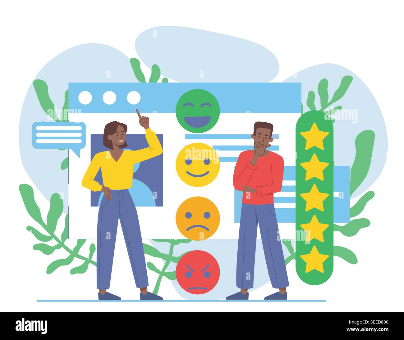 People rating emotions scene. Vector illustration Stock Vector