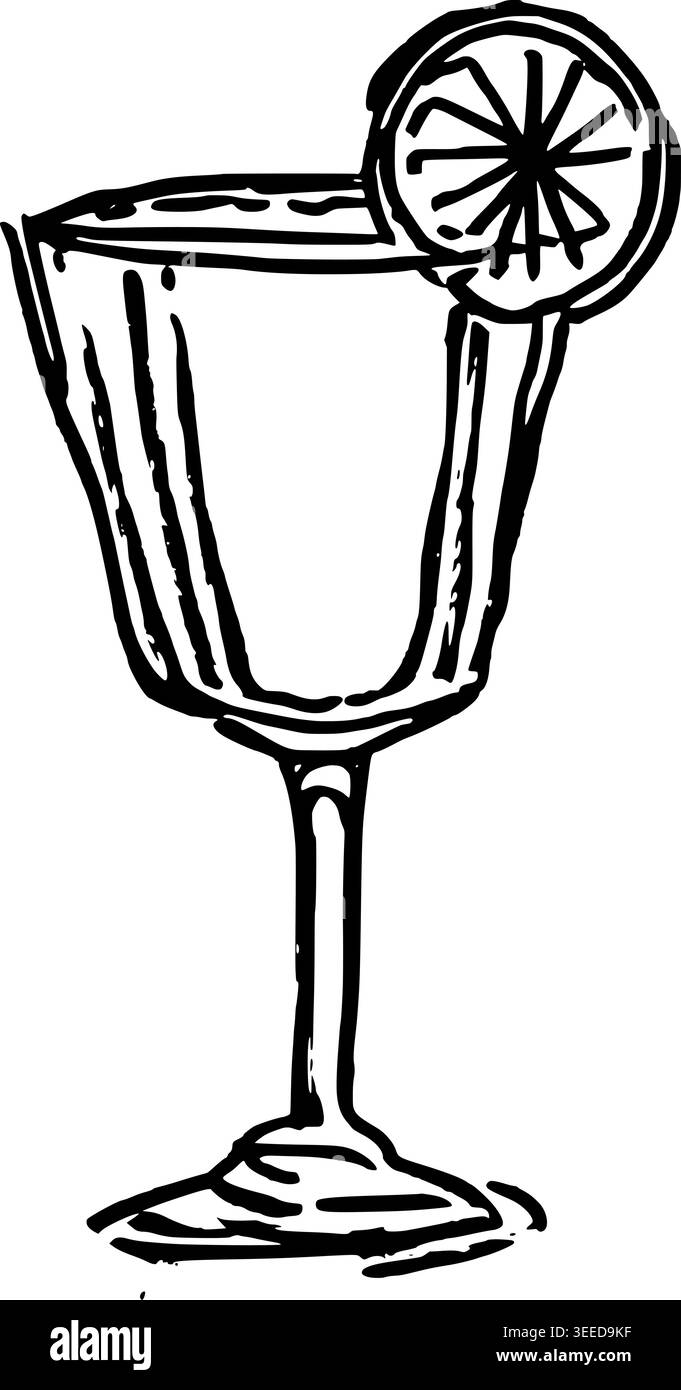 Hand Drawn Aperol Spritz Vector Line Art Stock Vector