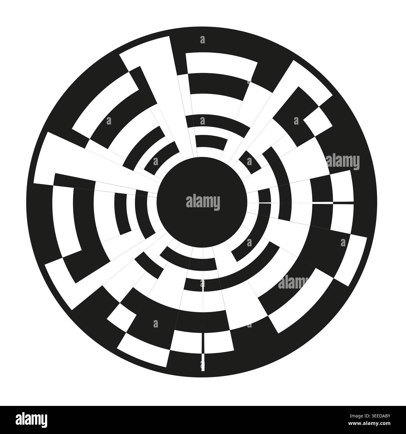 A complex circular data pattern with black and white segments, forming an abstract digital Vector technology design element. EPS 10. Stock Vector