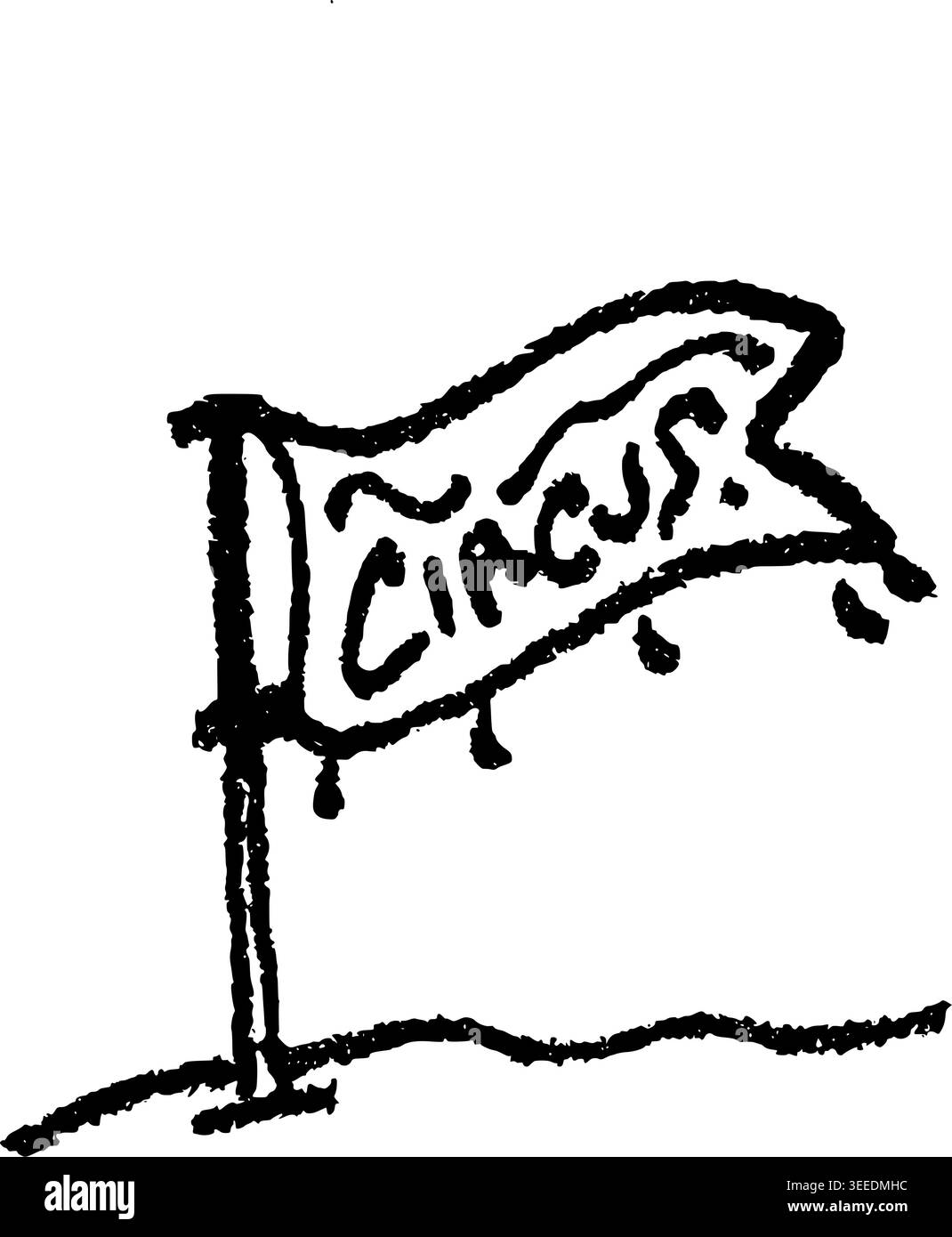 Hand Drawn Circus Flag Vector Drawing Stock Vector