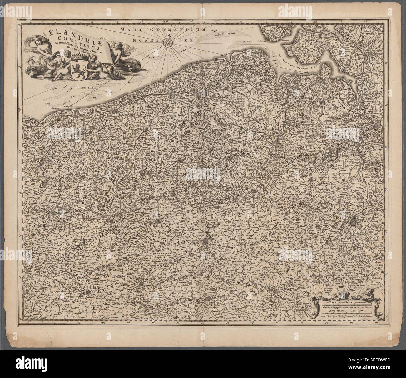 Historic map of Flanders by Dutch cartographer Frederik de Wit, created ...