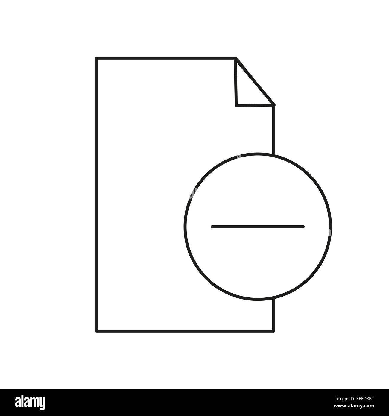 Minimalist delete document line icon vector. Graphic is perfect for modern cloud storage interface and database file apps ui. Stock Vector
