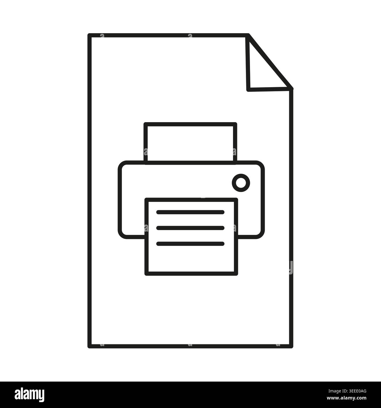 Print document file icon vector. This graphic is perfect for office software interfaces and mobile printing applications. Stock Vector