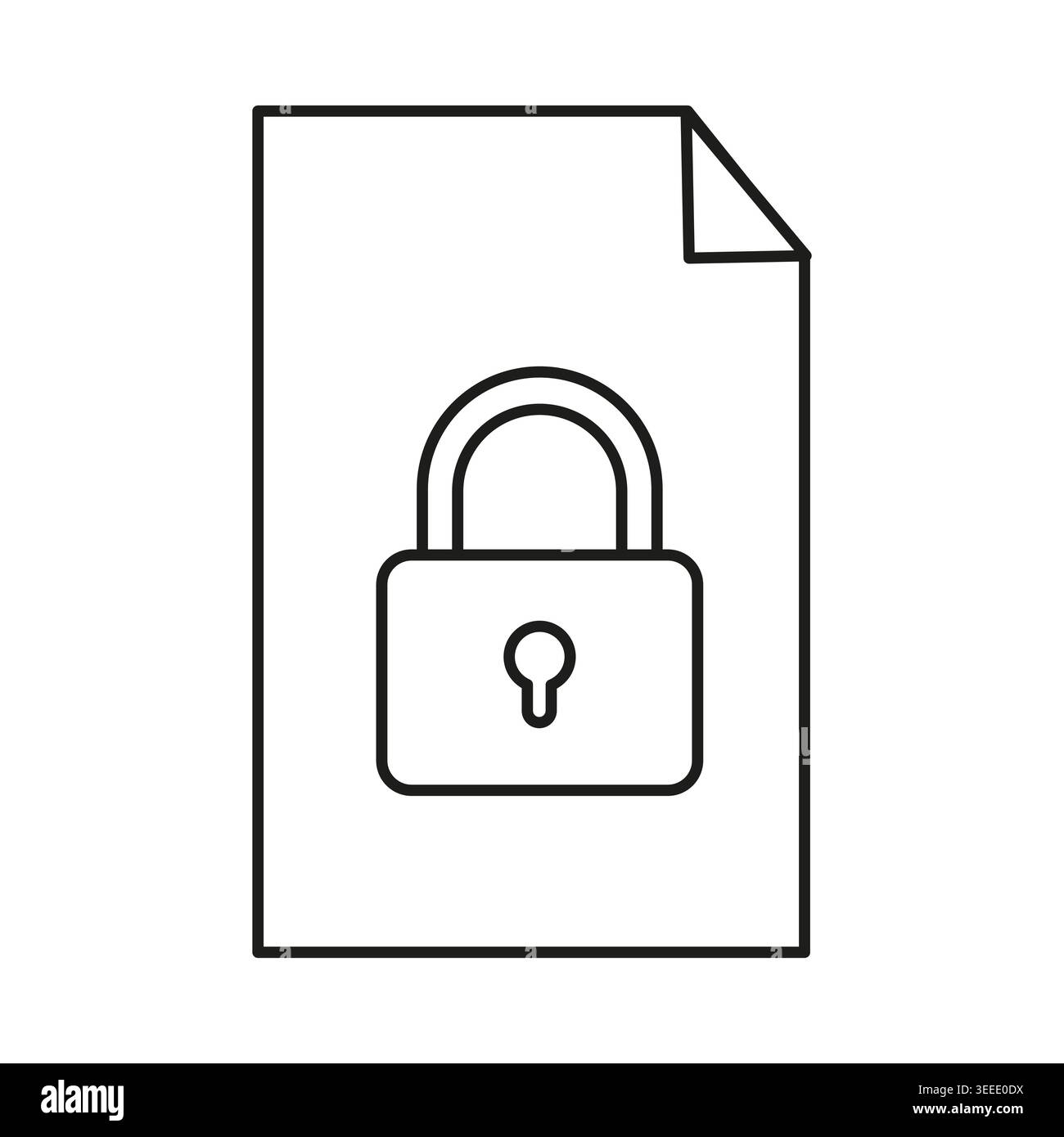Secured document file icon showing a padlock vector. Excellent for user interface designs and important data privacy protection presentations. Stock Vector