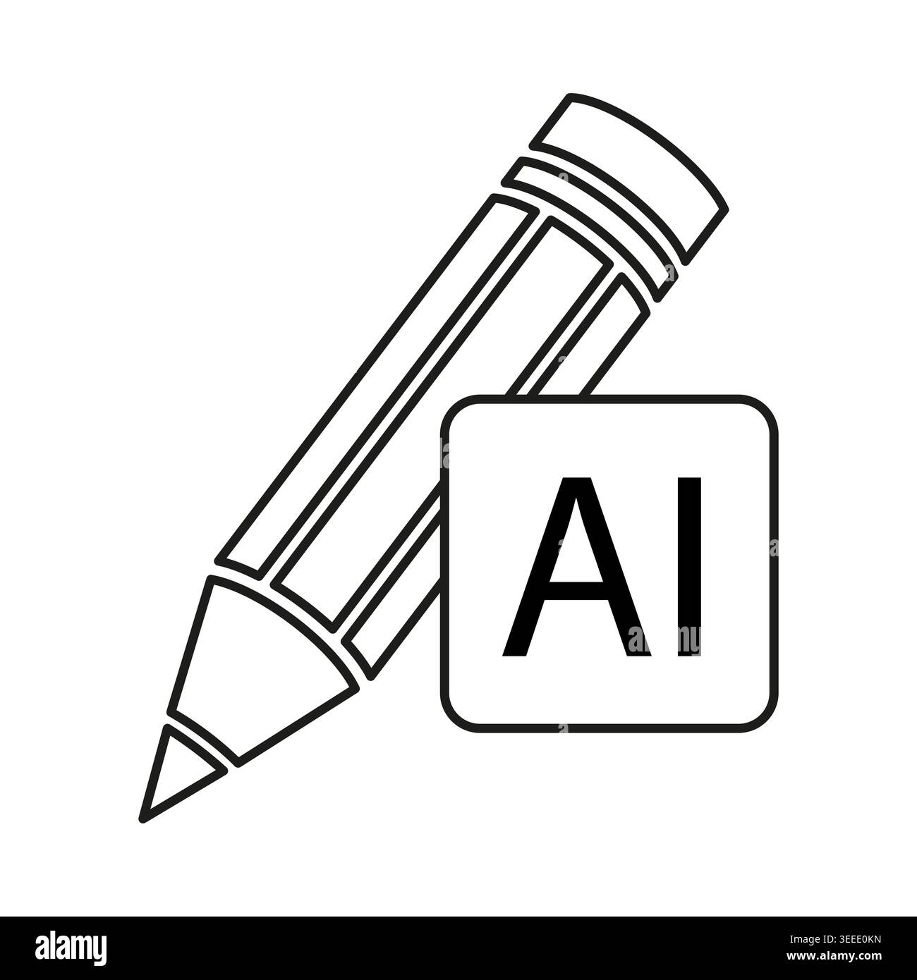 Artificial intelligence design pencil icon vector. This graphic is perfect for tech blogs and creative software interfaces. Stock Vector
