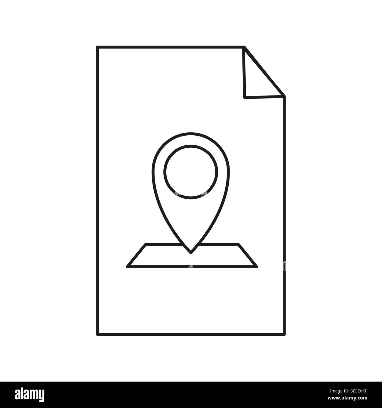 Document file icon with location pin marker vector. Excellent for map ...