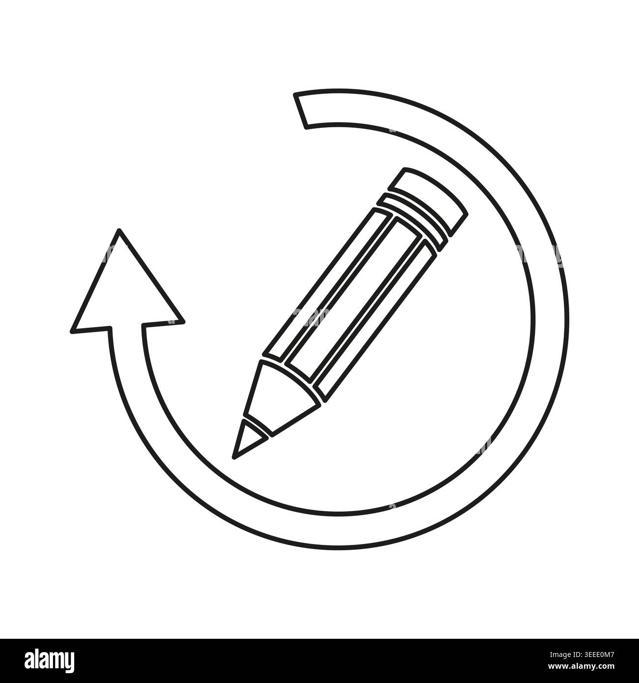 Pencil refresh update content icon vector. Perfect for website redesigns document editing tools and application interfaces. Stock Vector