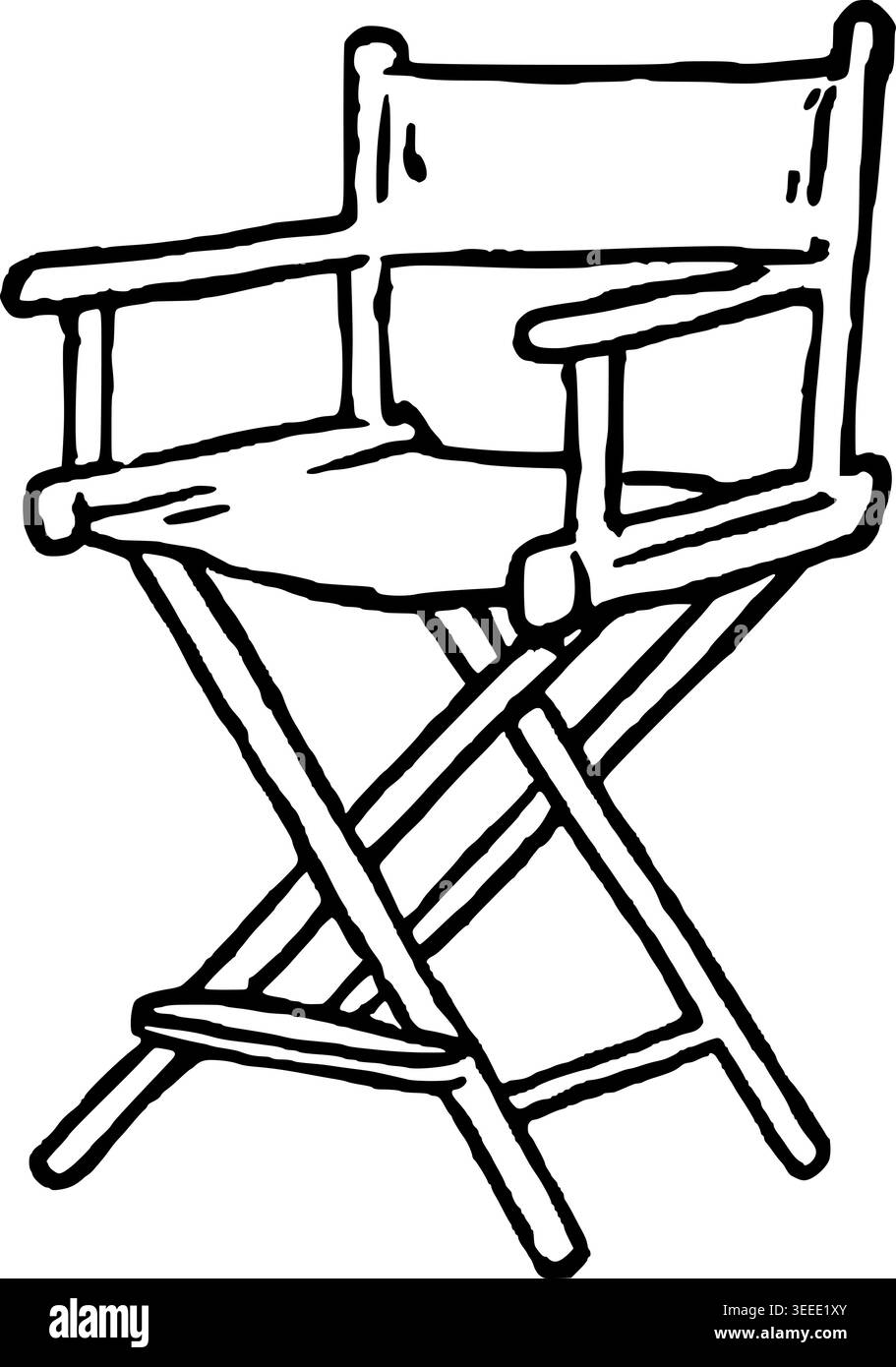 Hand Drawn Director Chair Vector Drawing Stock Vector