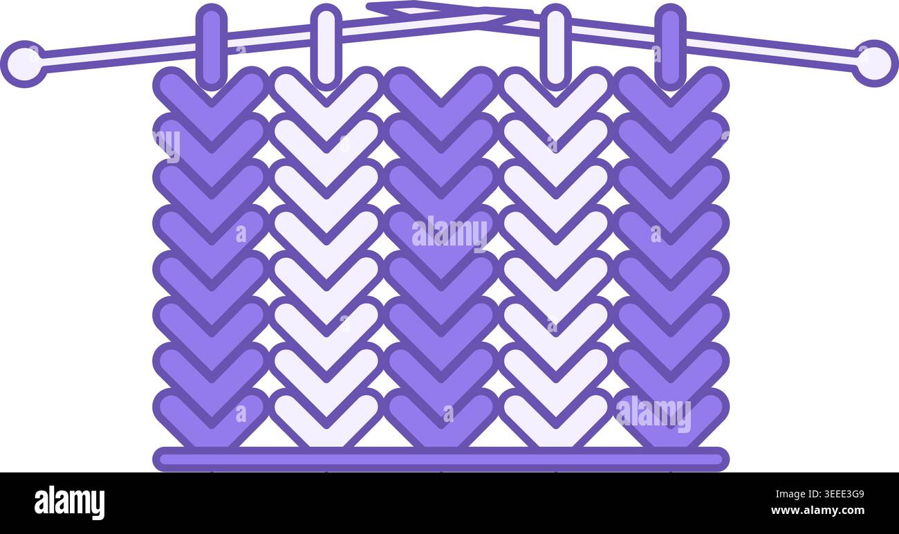Colored Knitted Icon. Vector Illustration. Textile Material, Thread Weave. Knitting, Pattern, Fabric. Material Characteristics Concept Stock Vector