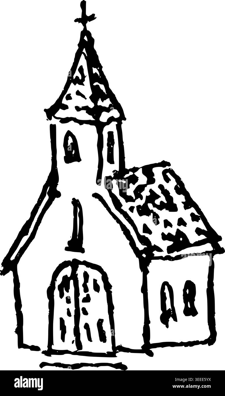 Hand Drawn Wedding Church Vector Illustration Stock Vector