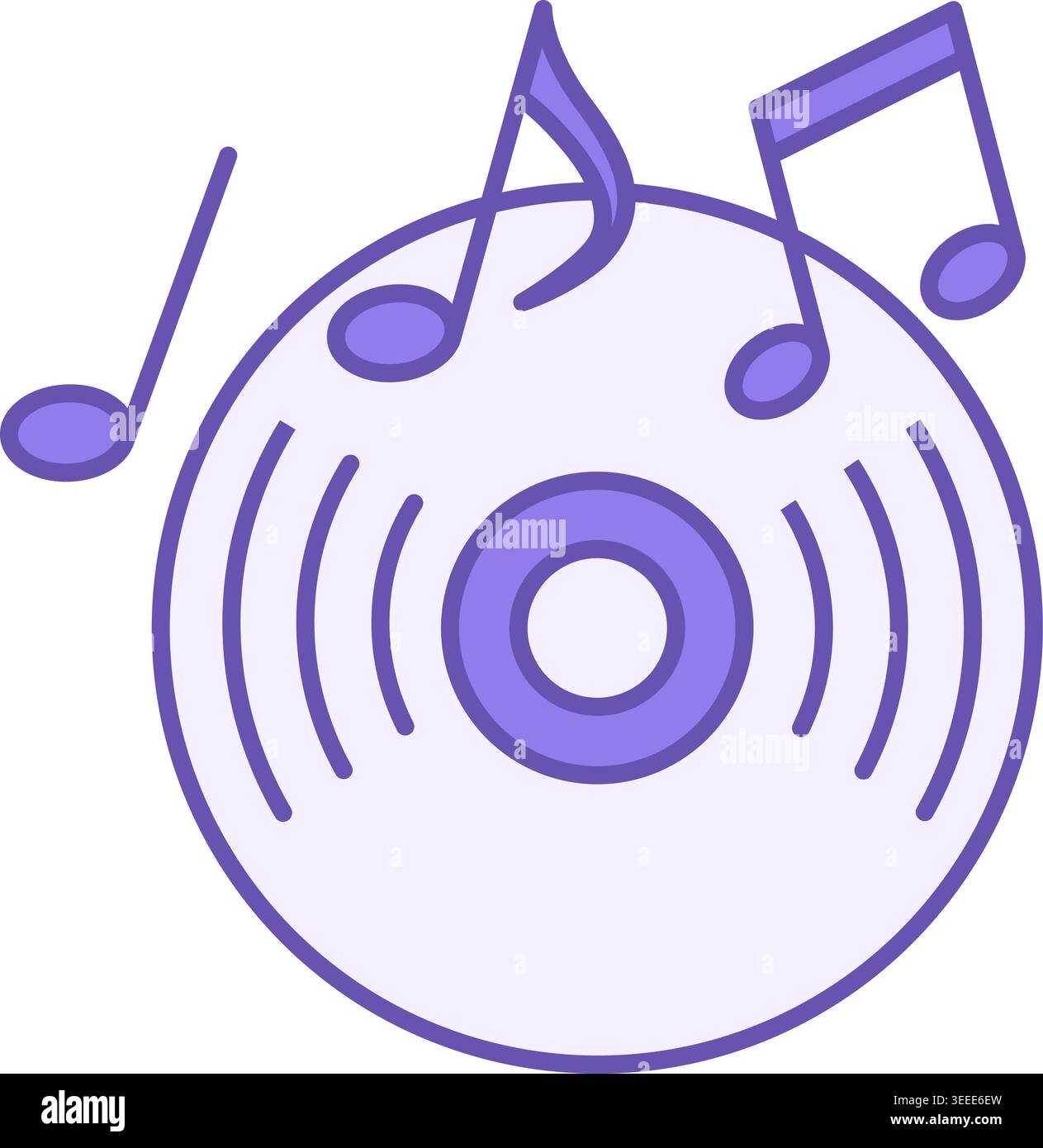 Colored Compact Disk Icon. Vector Illustration. Computer Disk Playing Music. Musical Notes. Music Concept Stock Vector