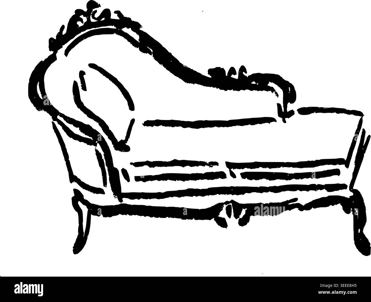 Hand Drawn Parisian Chaise Vector Drawing Stock Vector