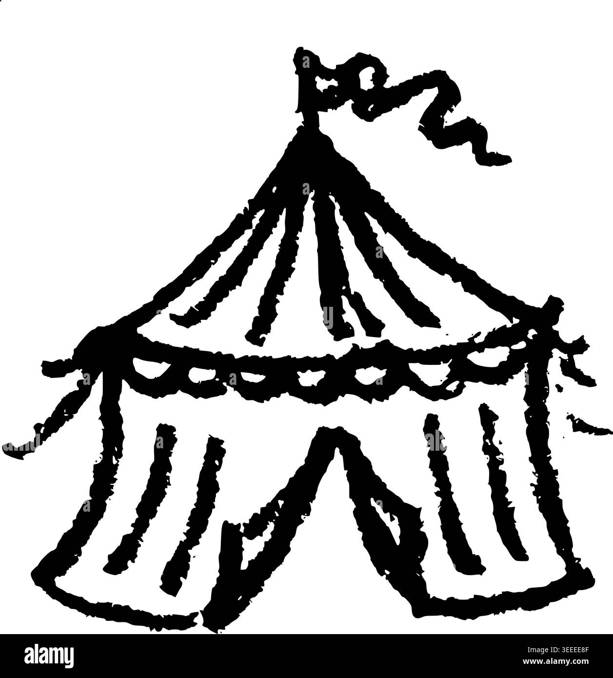 Hand Drawn Big Top Circus Tent Vector Illustration Stock Vector