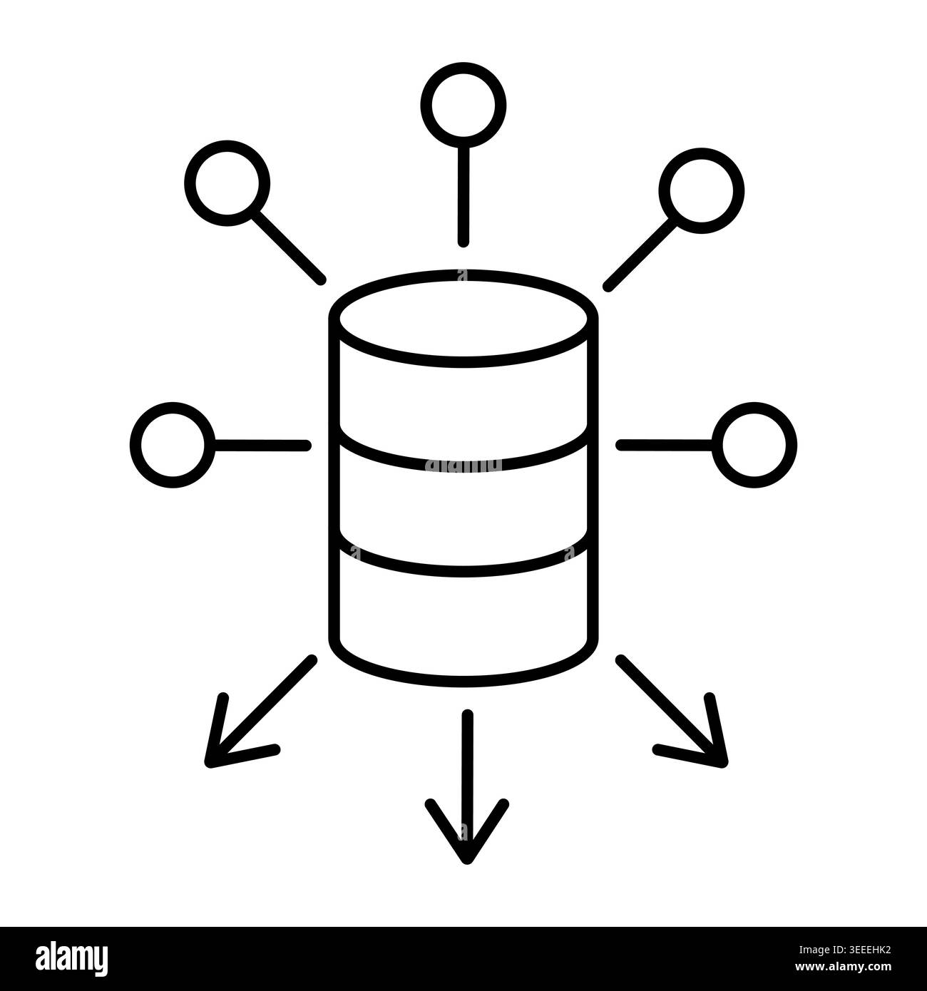 Database pictogram. Data exchange concept vector illustration for cloud storage icons, information sharing visuals, backend. Stock Vector