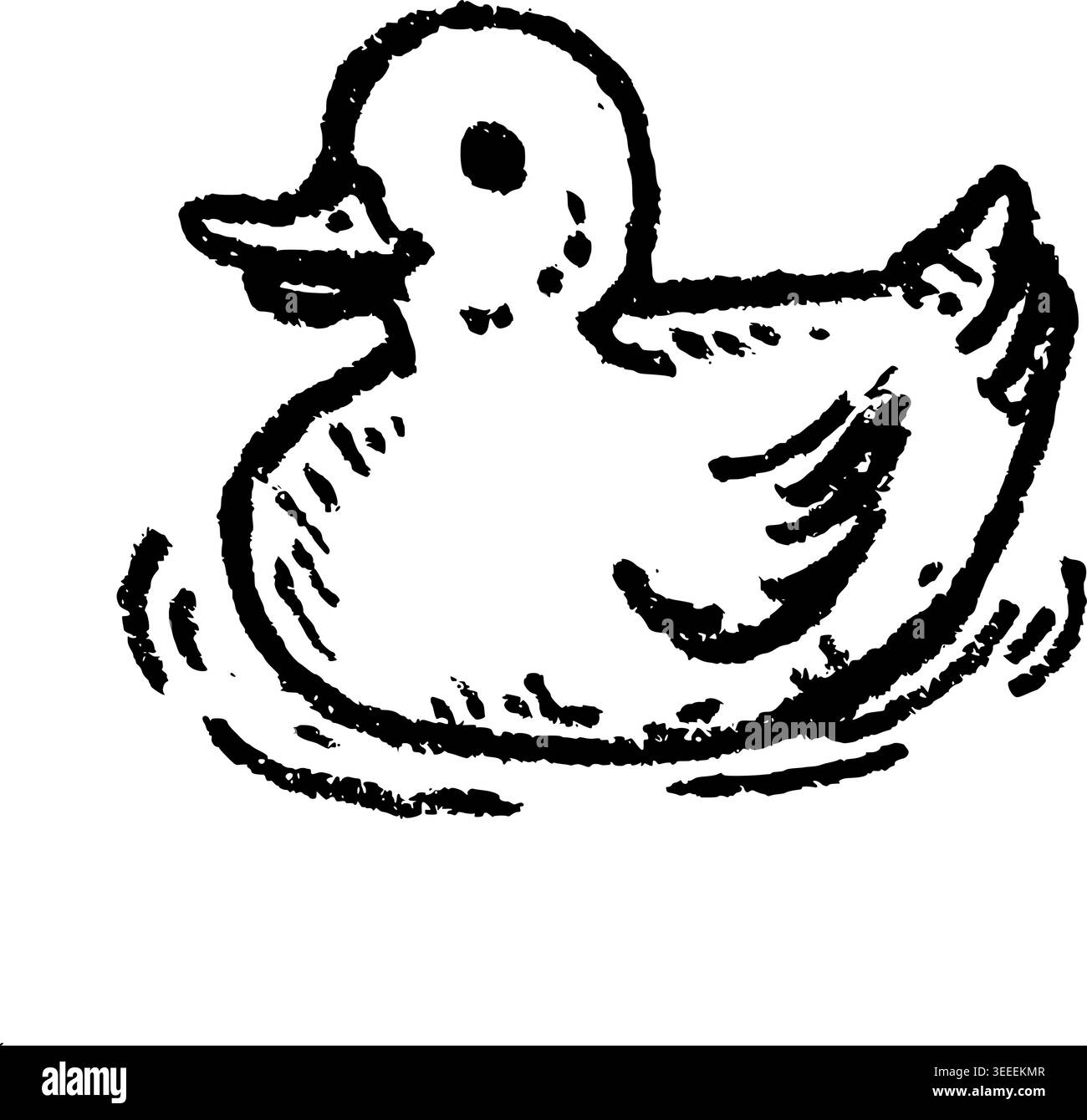 Hand Drawn Rubber Ducky Vector Drawing Stock Vector