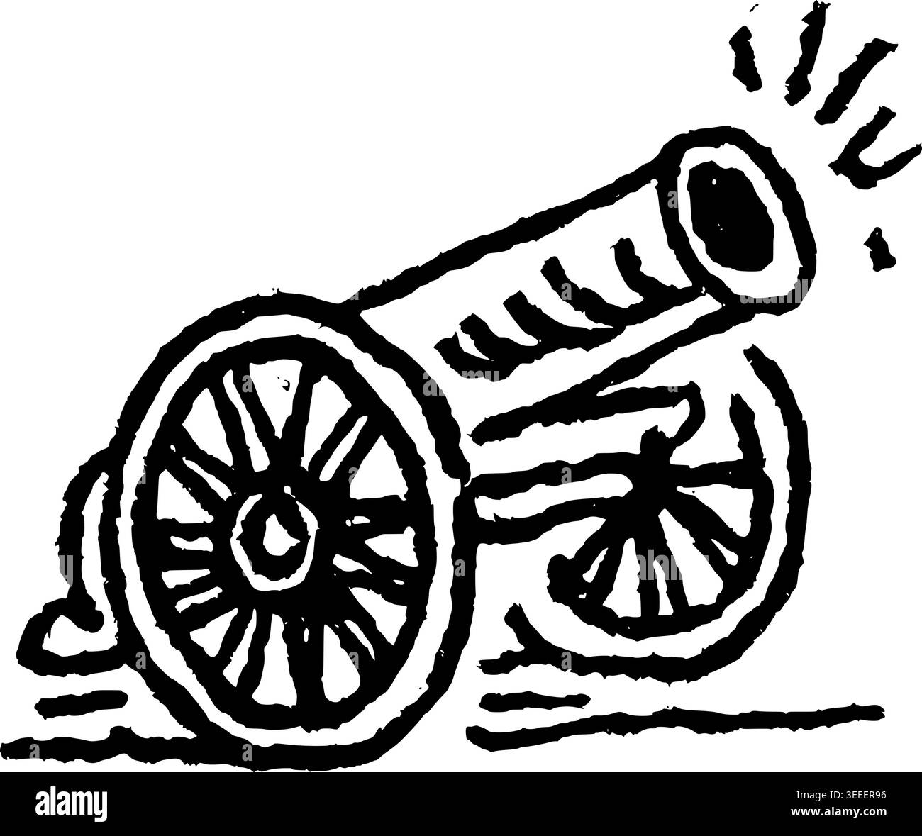 Hand Drawn Circus Cannon Vector Illustration Stock Vector