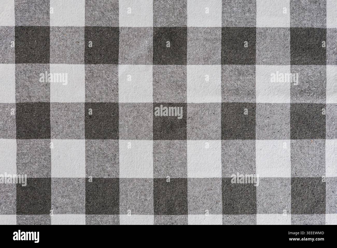 Gray White Checkered Fabric Texture Background Stock Photo
