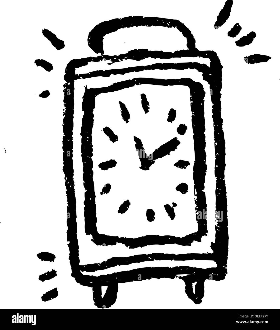 Hand Drawn Vintage Alarm Clock Vector Illustration Stock Vector
