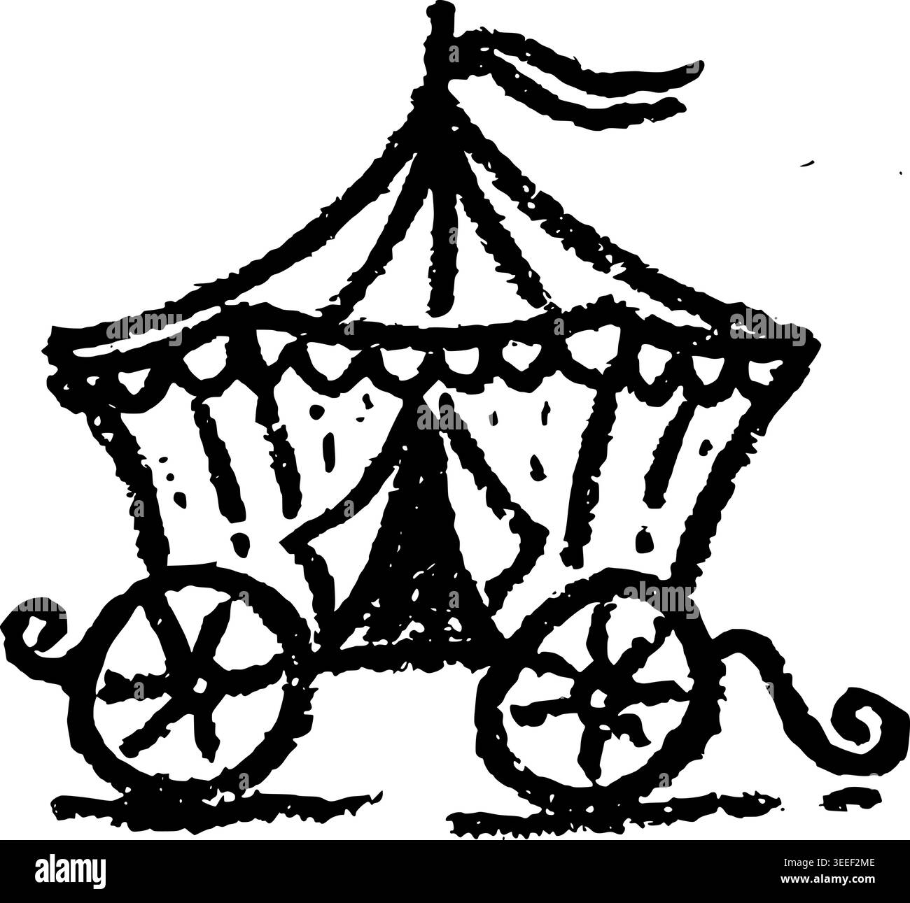 Hand Drawn Circus Wagon Cart Vector Drawing Stock Vector