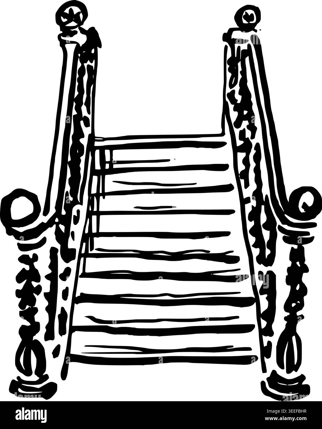 Hand Drawn Ornate Stairs Vector Drawing Stock Vector