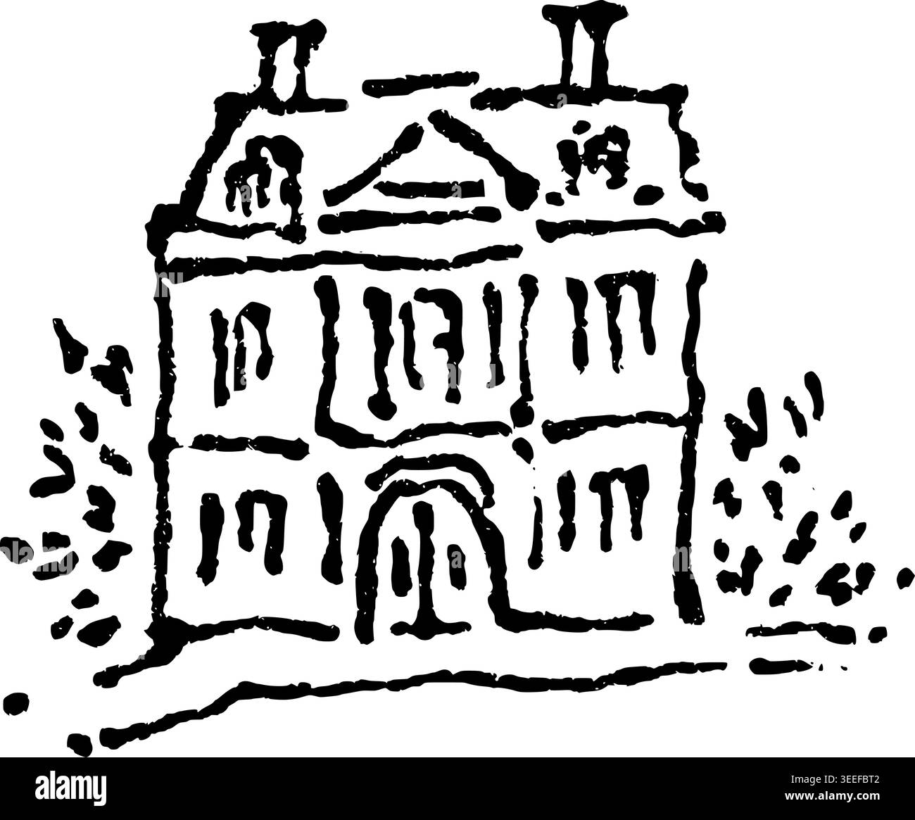 Hand Drawn Wedding Estate Two Vector Drawing Stock Vector