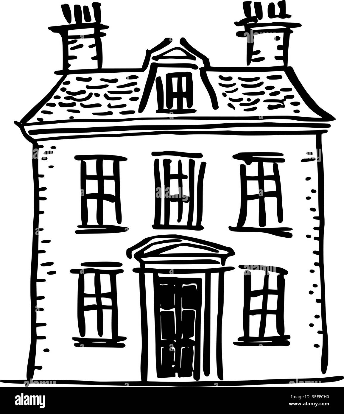 Regency Line Drawing Hand Drawn Regency Estate House Vector Drawing Stock Vector Image & Art ...