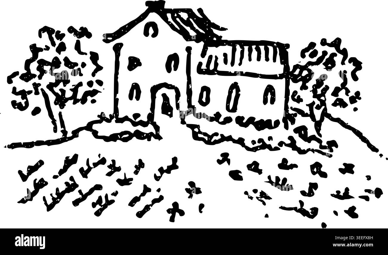 Hand Drawn Wedding Venue Vector Illustration Stock Vector