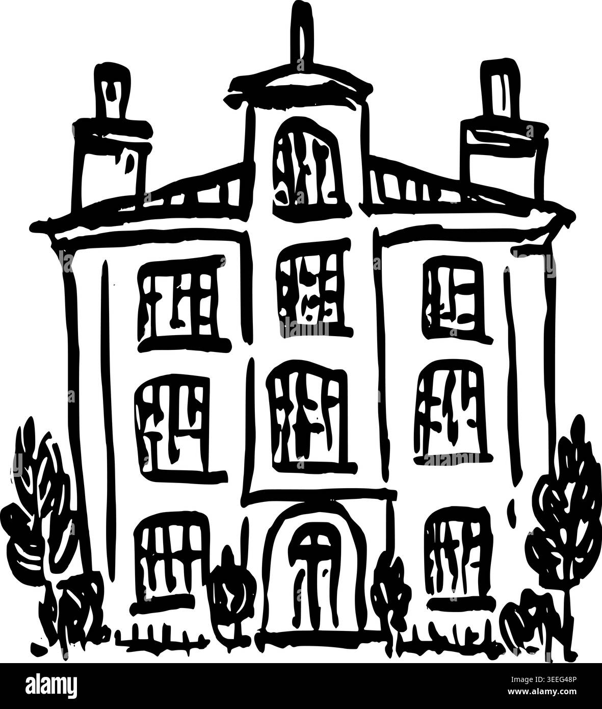Hand Drawn Wedding Estate Vector Illustration Stock Vector