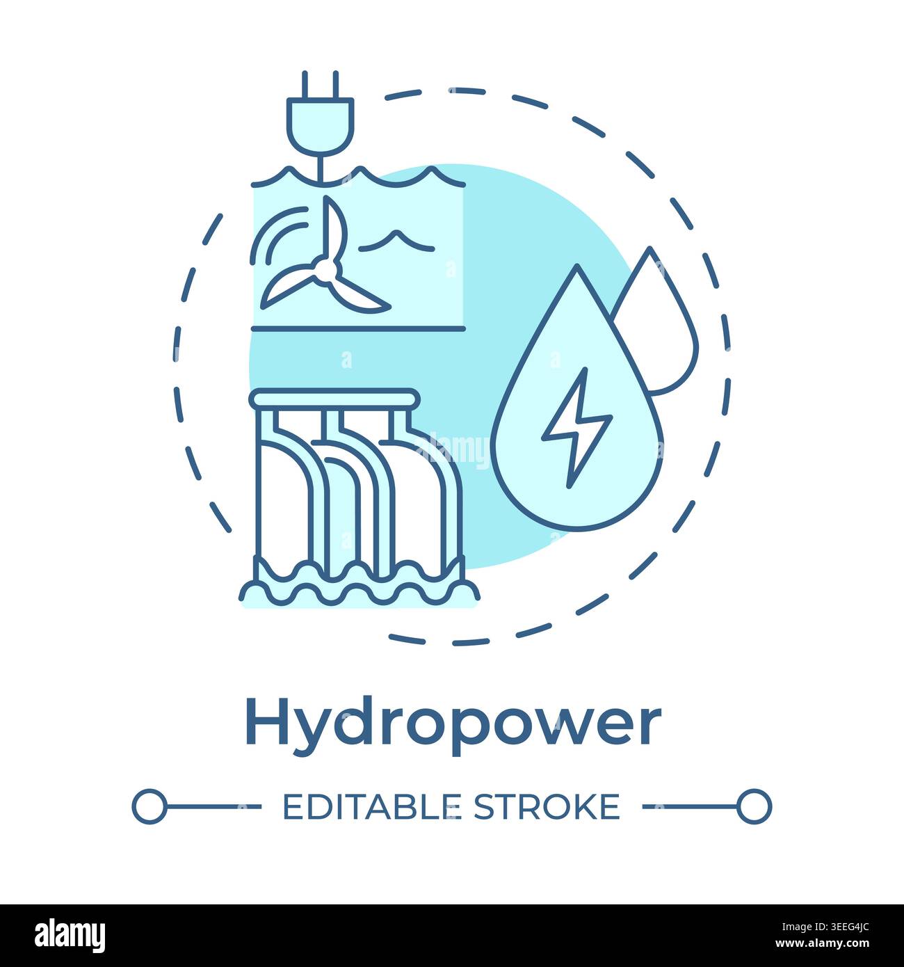 Hydropower soft blue concept icon Stock Vector