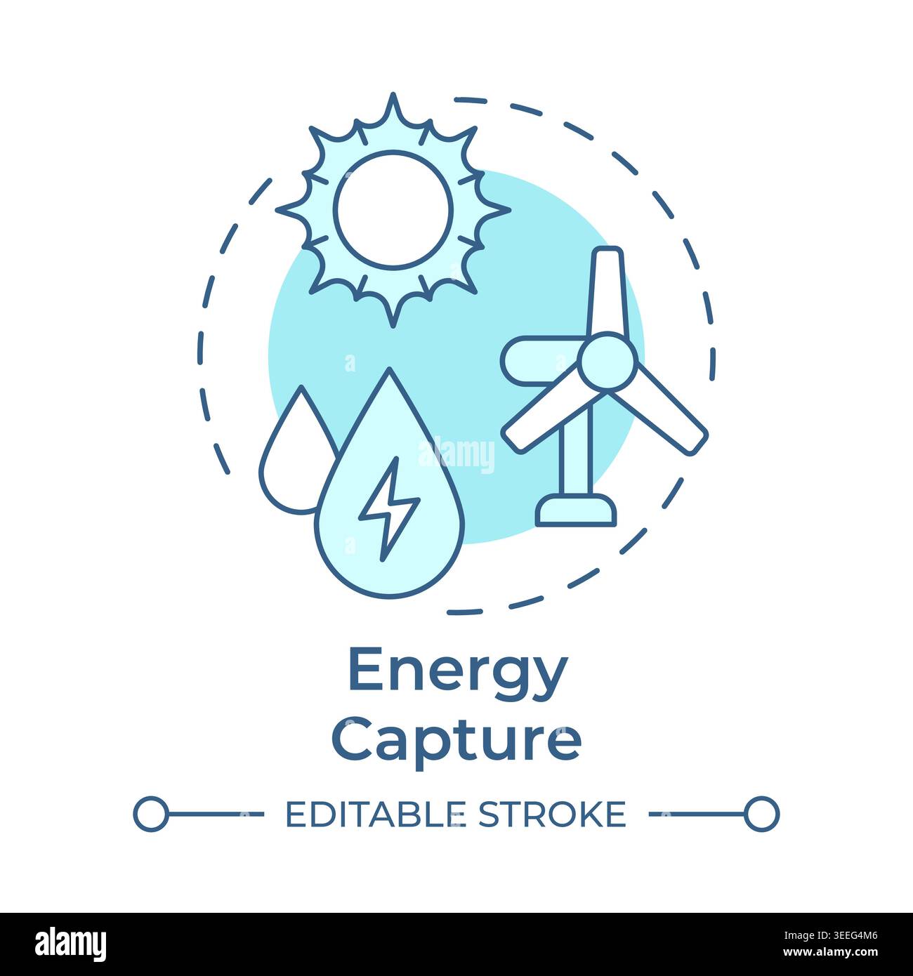 Energy capture soft blue concept icon Stock Vector
