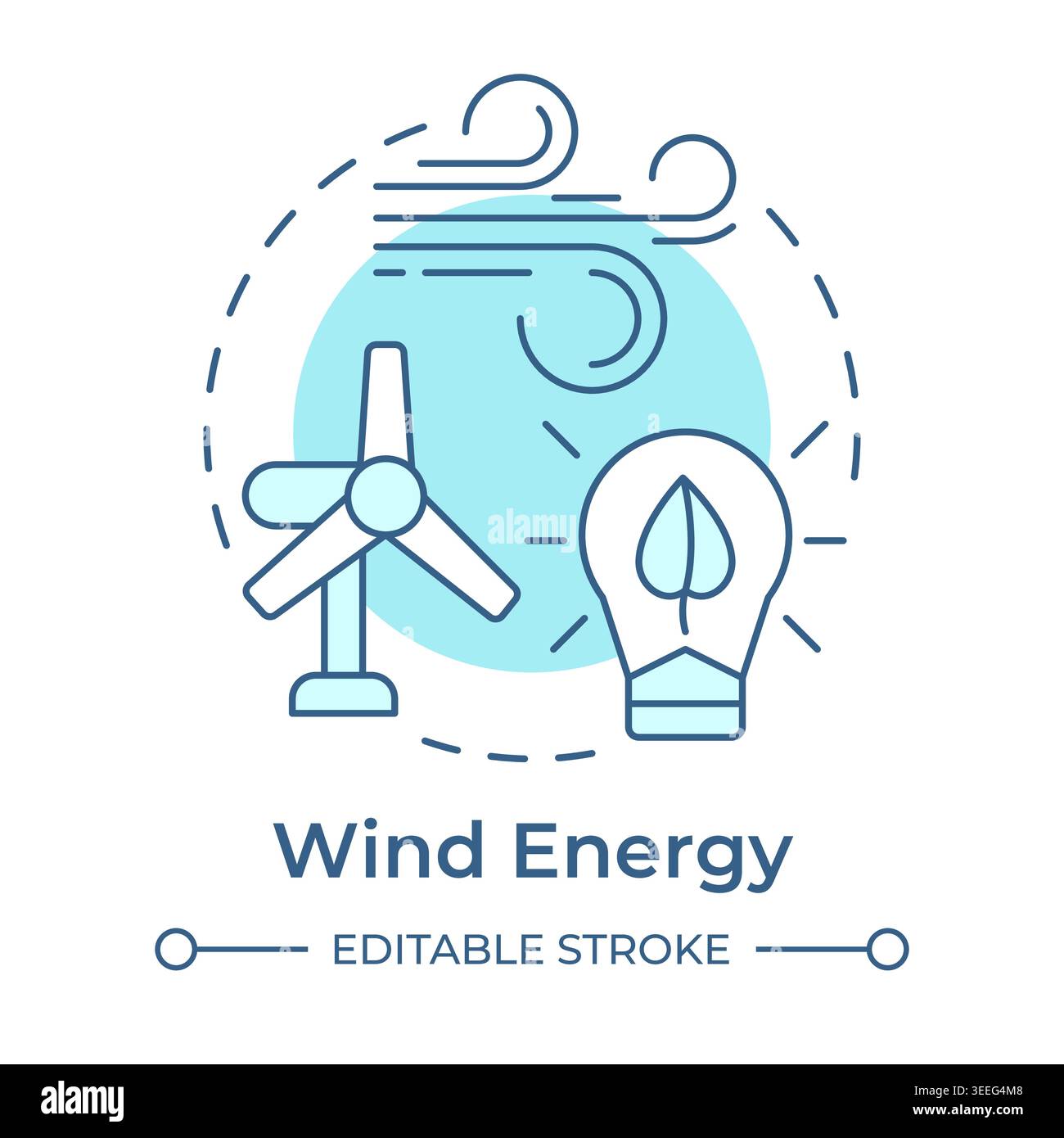 Wind energy soft blue concept icon Stock Vector