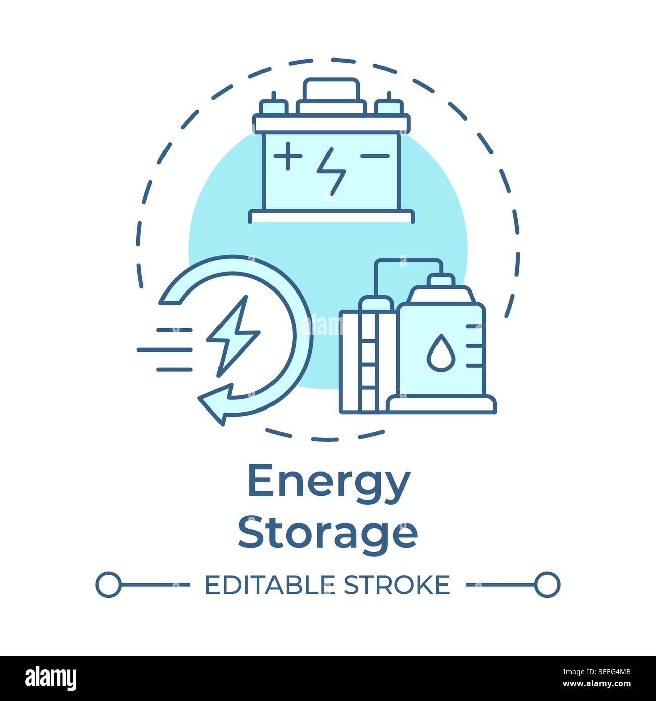 Energy storage soft blue concept icon Stock Vector