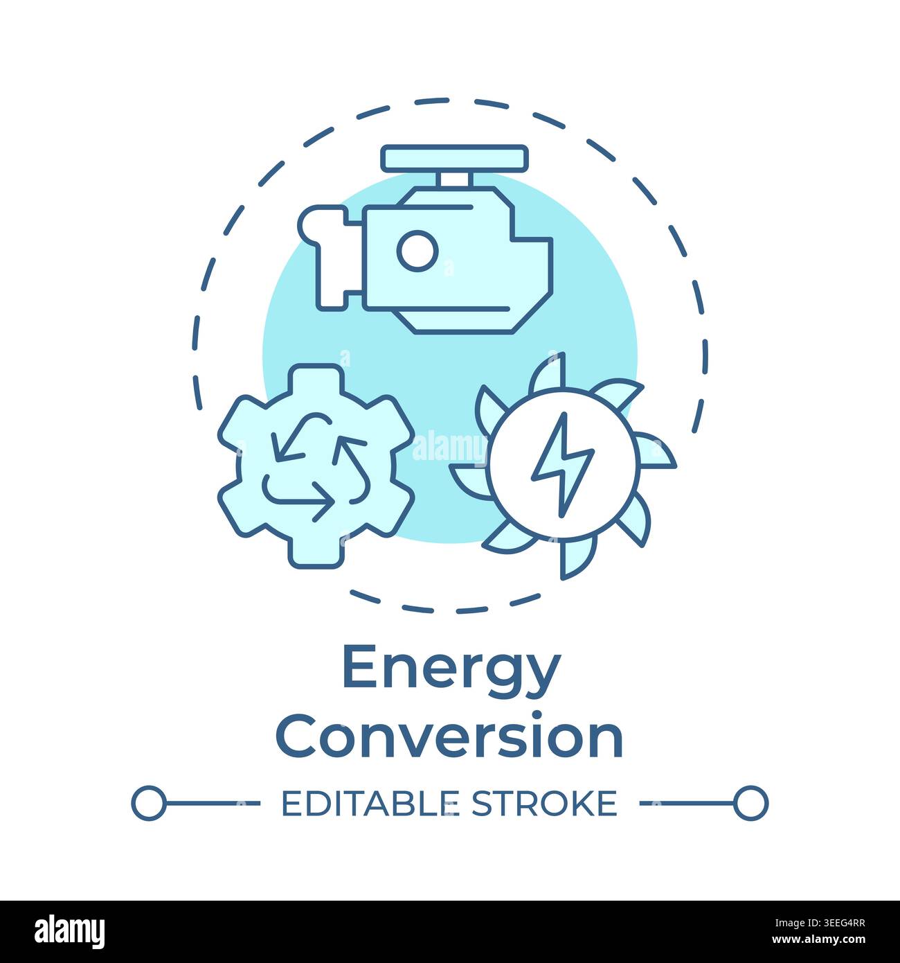 Energy conversion soft blue concept icon Stock Vector
