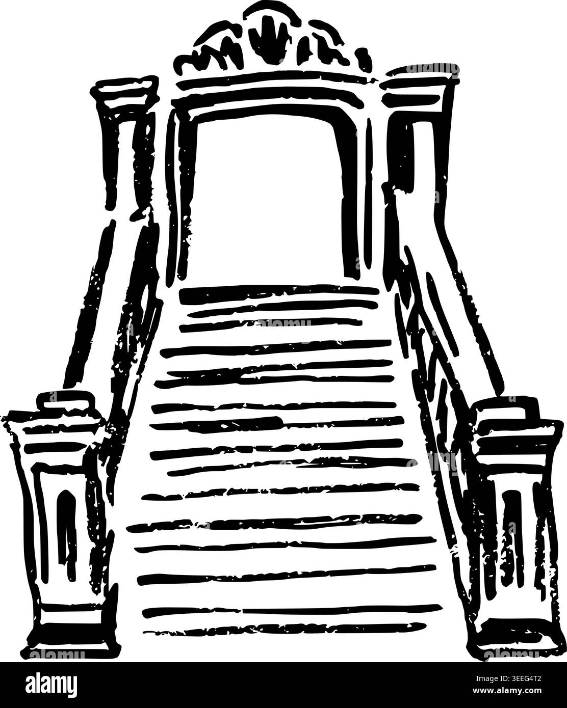 Hand Drawn Grand Staircase Vector Drawing Stock Vector