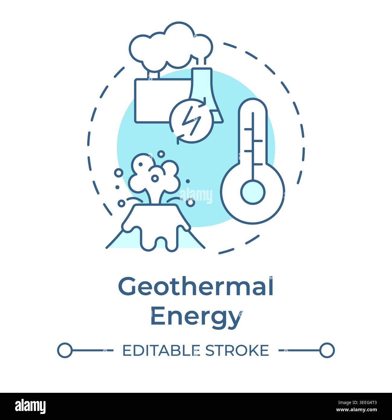 Geothermal energy soft blue concept icon Stock Vector
