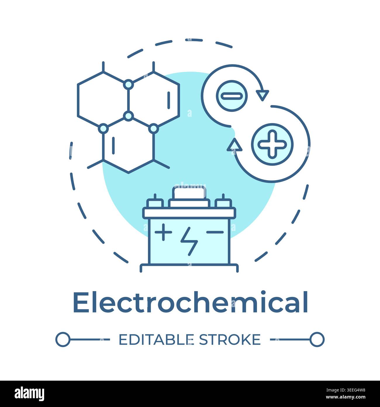 Electrochemical soft blue concept icon Stock Vector