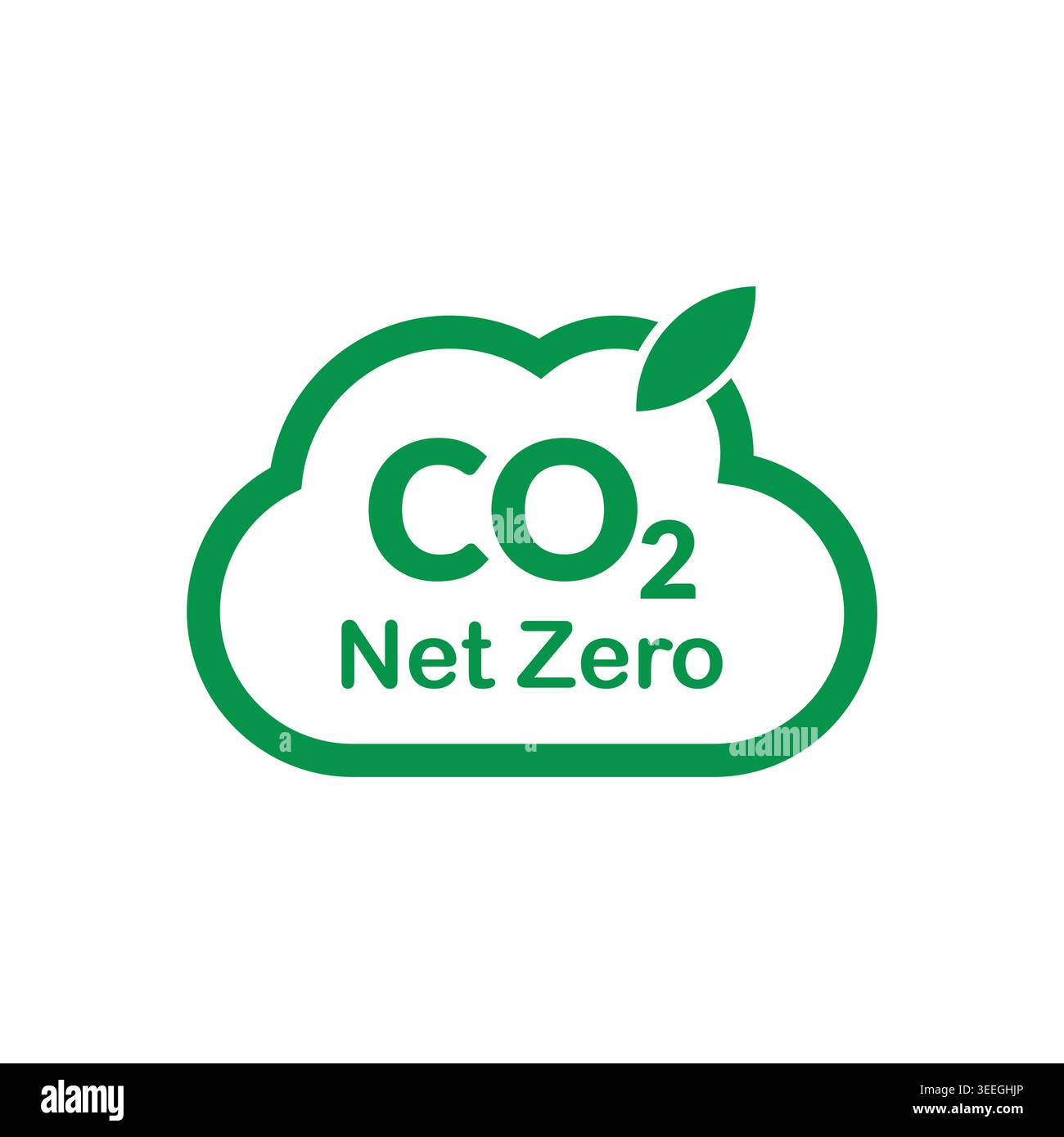 CO2 Net Zero Green Cloud Outline Icon Vector Stock Vector