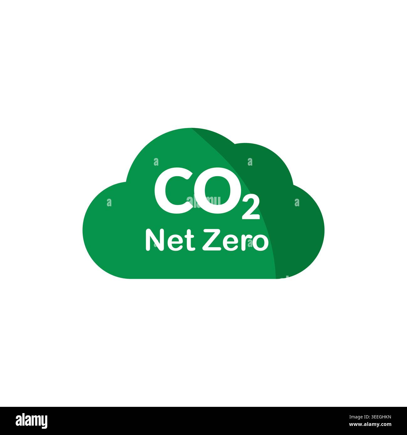 CO2 Net Zero Green Solid Cloud Flat Icon Stock Vector
