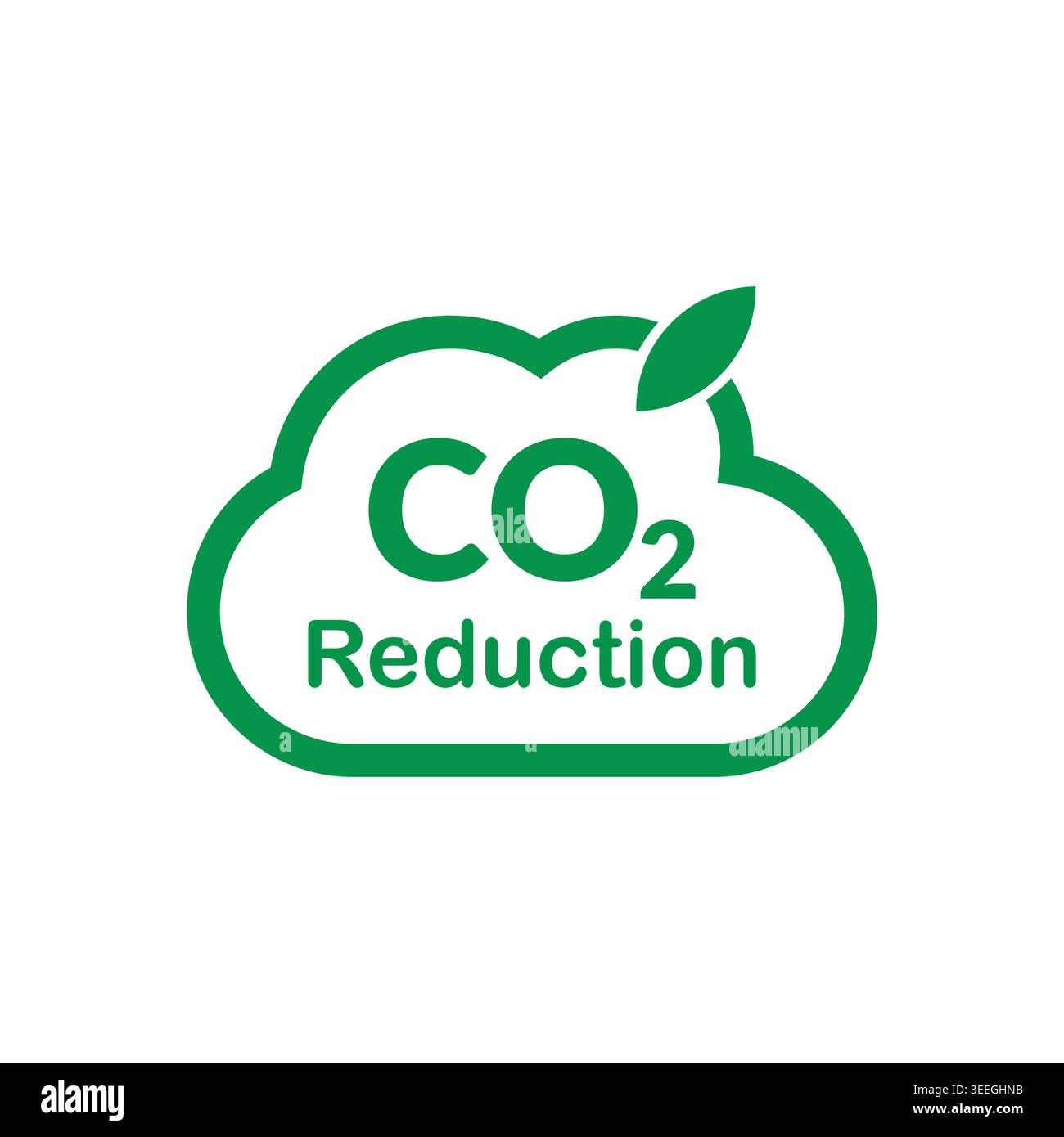 CO2 Reduction Green Cloud Outline Icon Design Stock Vector
