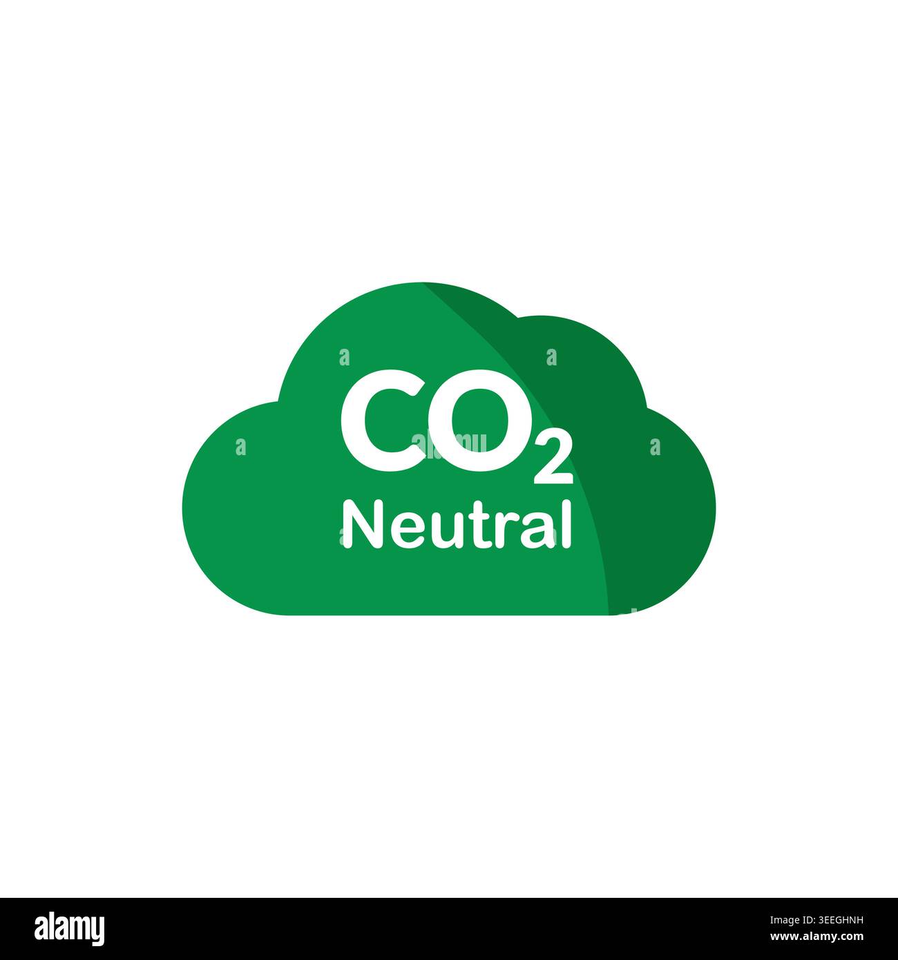 CO2 Neutral Green Solid Cloud Flat Icon Stock Vector